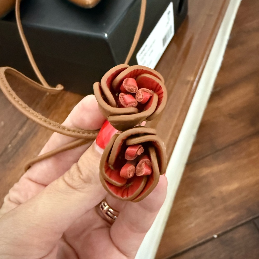 Coach Brown and Red Pointed-Toe Heels with Ankle wrap - Picture 7 of 7